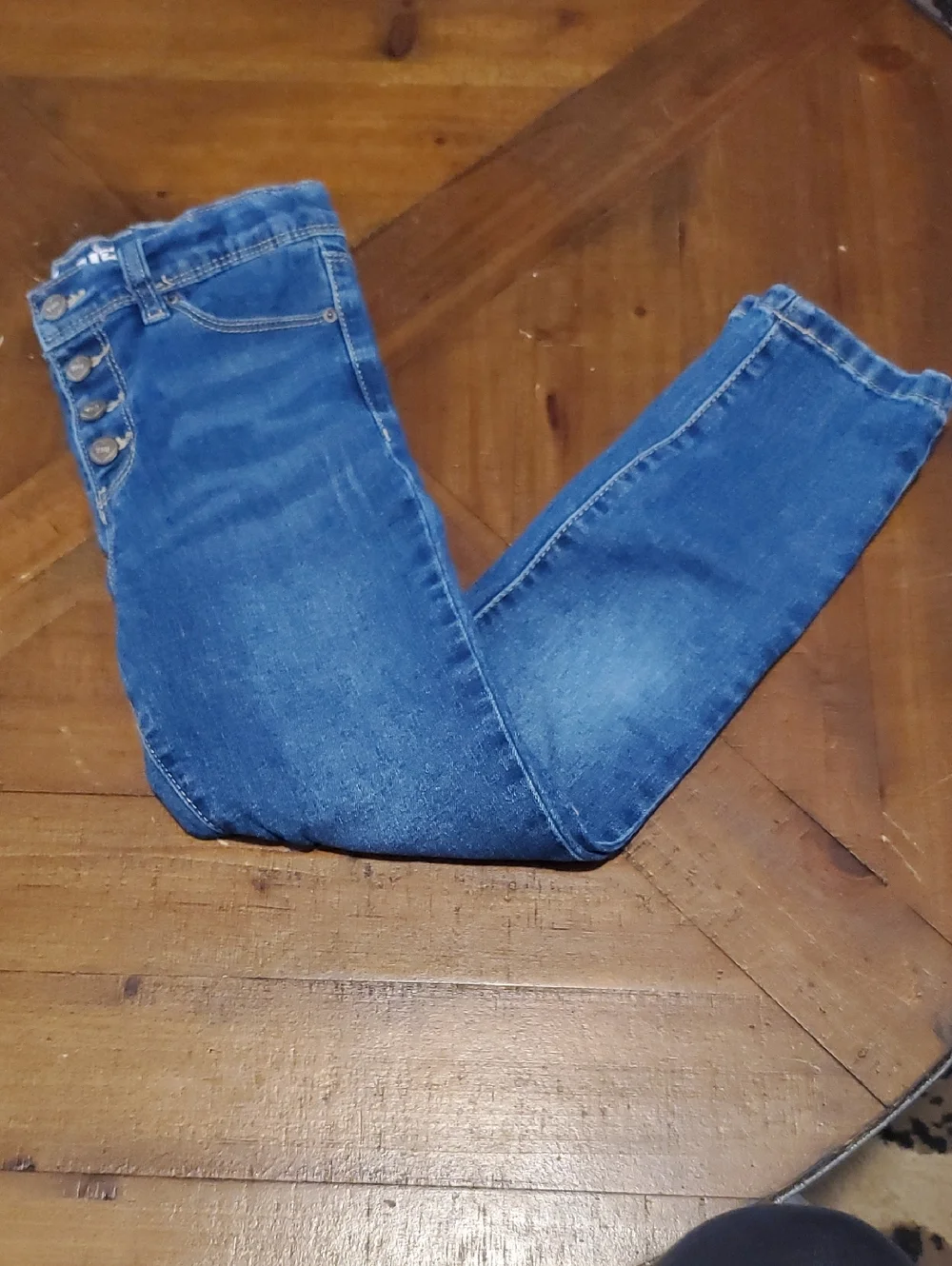 Kids High-Rise Blue Button-Front Denim Jeans